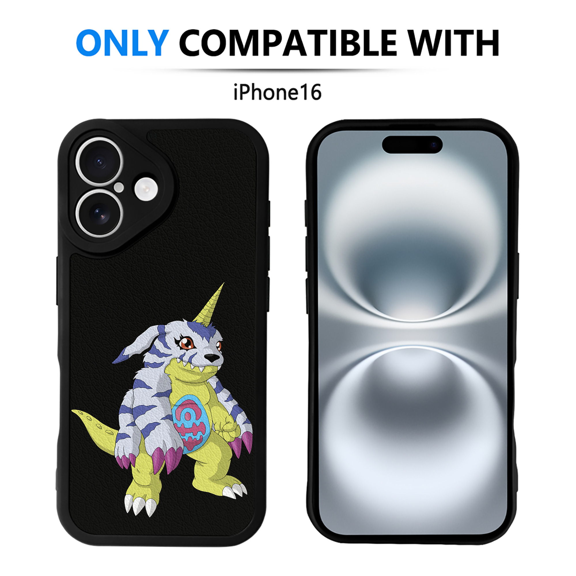 （画像用） Digimon デジタルモンスター/デジモン 【iPhone 16シリーズ対応】シリコンスマホケース（レザー調） 材質：シリコン
